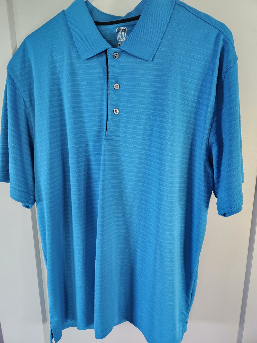 PGA Tour Blue Polo Shirt Performance Golf Short Sleeve